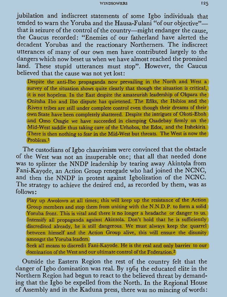YOLICOM6's tweet photo. In 1944, a 20 year road map was crafted by the Ibo elite. The goal was to dominate Nigeria and control key sectors of the economy.

Two decades later, in 1964, a confidential protocol emerged from the Ibo National Caucus of the Ibo State Union, signed by Mbadiwe and Mbanugo. This document laid out, in black and white, the strategy for political influence across Nigeria.

It was more than a plan, it was a blueprint for ethnic takeover. The gaslighting is remarkable. Many Nigerians may want to believe that ordinary Ibo people were not aware of such plans from the 1940s. Yet, what stands out is how deeply some of today’s Ibo politicians and elite carry this same ideology.

The words may have changed but the agenda remains, the mass migration into other ancestral lands, the calling Lagos "no man's land", the conquest by marriage, the attempt to enact an Indigene bill, etc

What could not be achieved by force in the 1960s, will now be done via one Nigeria tí get into the different groups and cause extinction from within.
Busuyi Edited