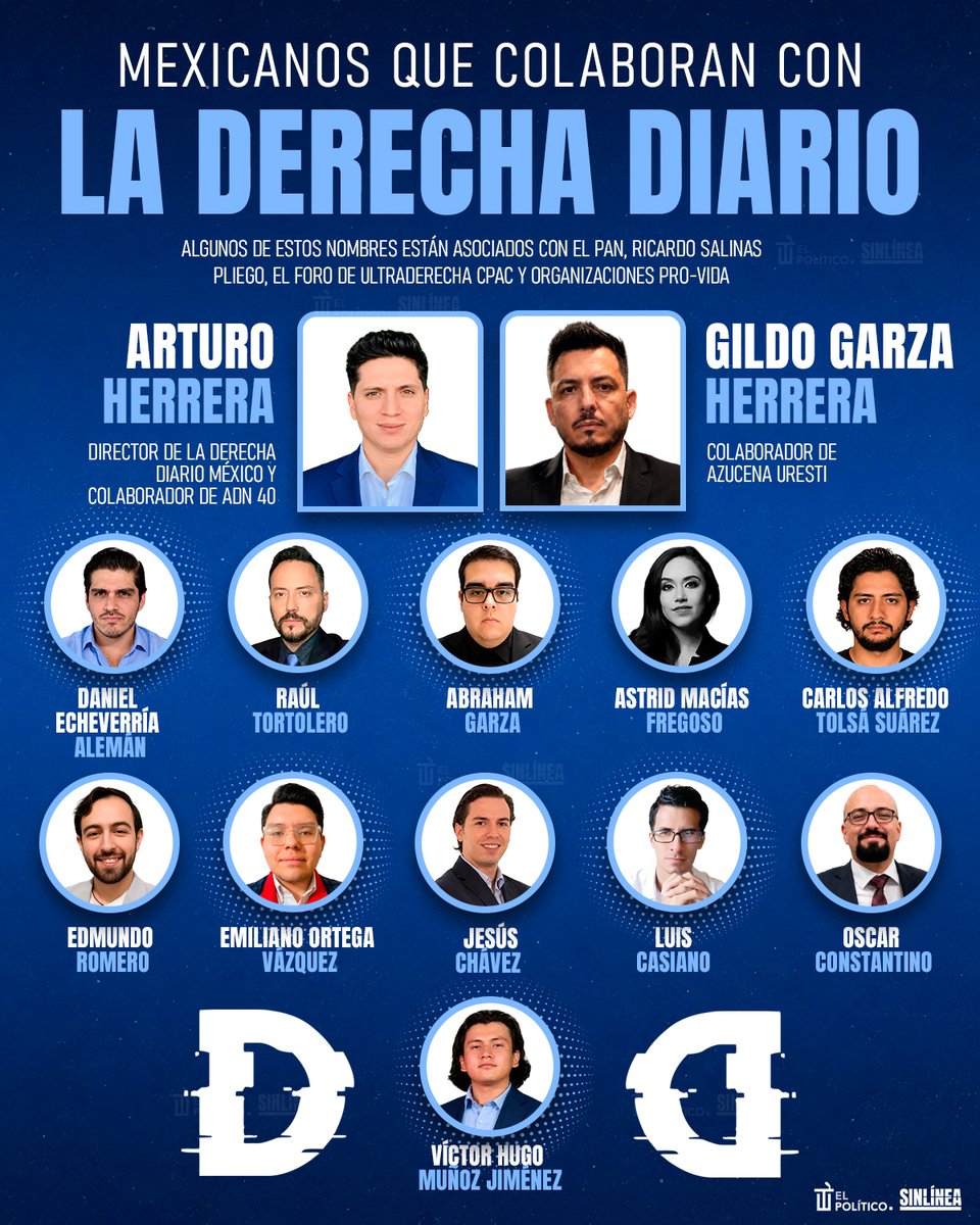 SinLinea_Mx's tweet photo. Información pública ☝🏻😌

🔴 La Derecha Diario tiene en sus filas a más de una decena de mexicanos al servicio de los operadores de la ultraderecha en Latinoamérica, vinculados con el PAN y #LaPerritaDeTrump 👨🏻‍💻📰▶️ https://t.co/YdIKbyygZ1