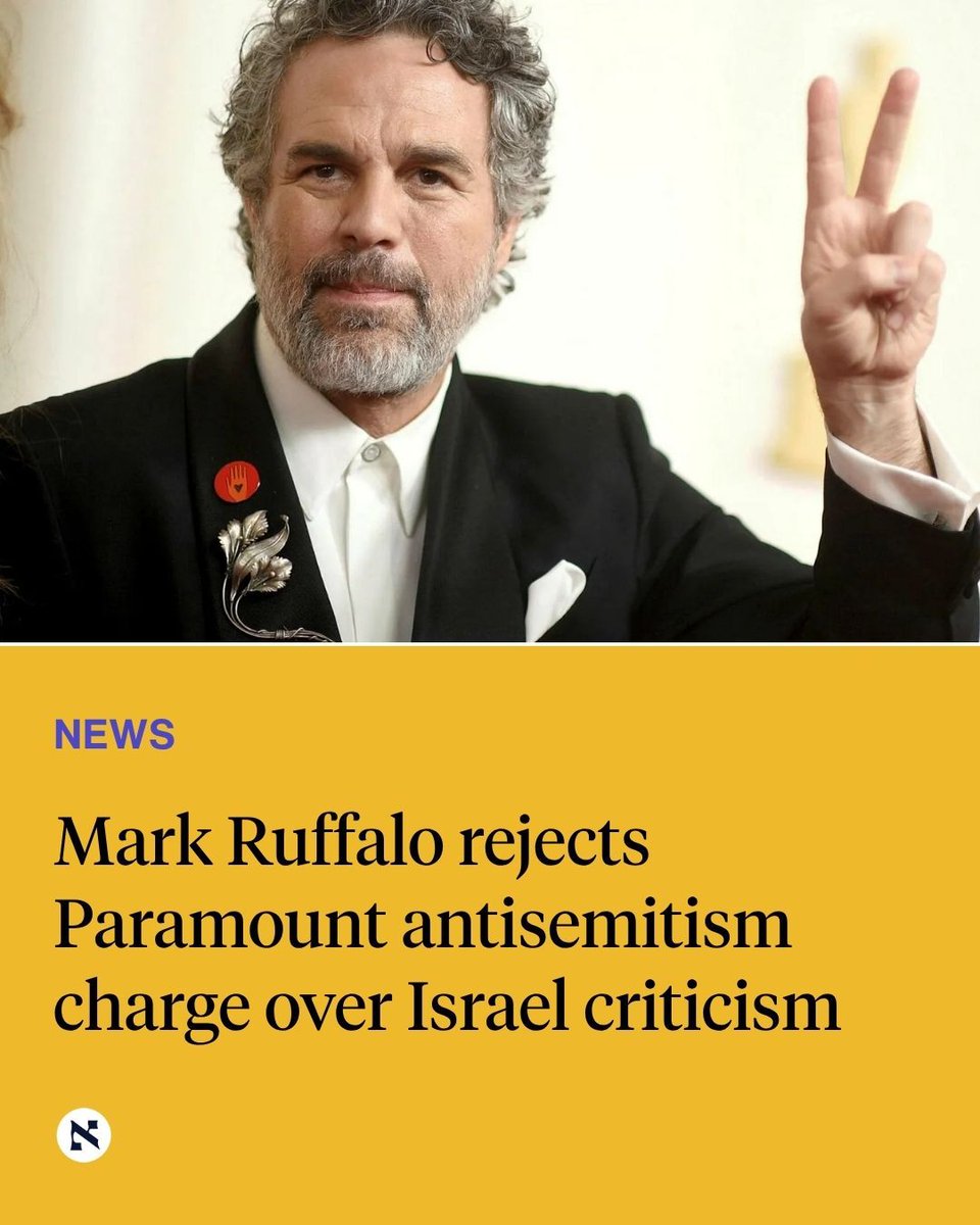 haaretzcom's tweet photo. Mark Ruffalo pushed back against Paramount's accusation that he invoked antisemitic tropes, saying criticism of Israel 'is not the same as criticizing Jewish people,' as he opposed the $111 billion Warner Bros. takeover | @thebenkroll

Read more here: https://t.co/QfCQcjEulW https://t.co/sFMhHbpxp3