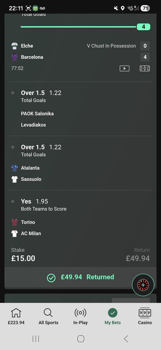 ScoreSignalApp's tweet photo. Let's go... few more wins today with some loses but over all we are up. 1 goal off on another acca.

-
For yours hit https://t.co/Wxfz1R5Lhx 
-
#winwin #WinningBets #footballresults #premierleague https://t.co/OHxbvENxdM