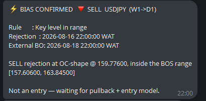 orowoletimothyy's tweet photo. How it works:
It checks for the last BOS that was formed to identify the market trend. Then it waits for a rejection on the higher time frame, moves one time frame lower and waits for an external BO to form, and then notifies you.
currently uses IC Markets as the data provider. https://t.co/6X4BMcGDRG