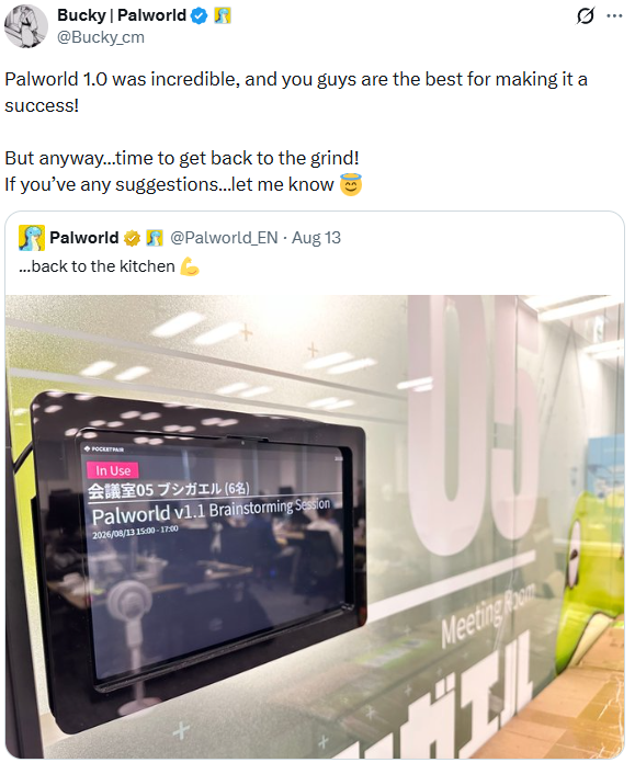 JakeSucky's tweet photo. Players asking Palworld to change the entire world mechanics and become like No Man's Sky😭 https://t.co/rsjoGwXgJ1