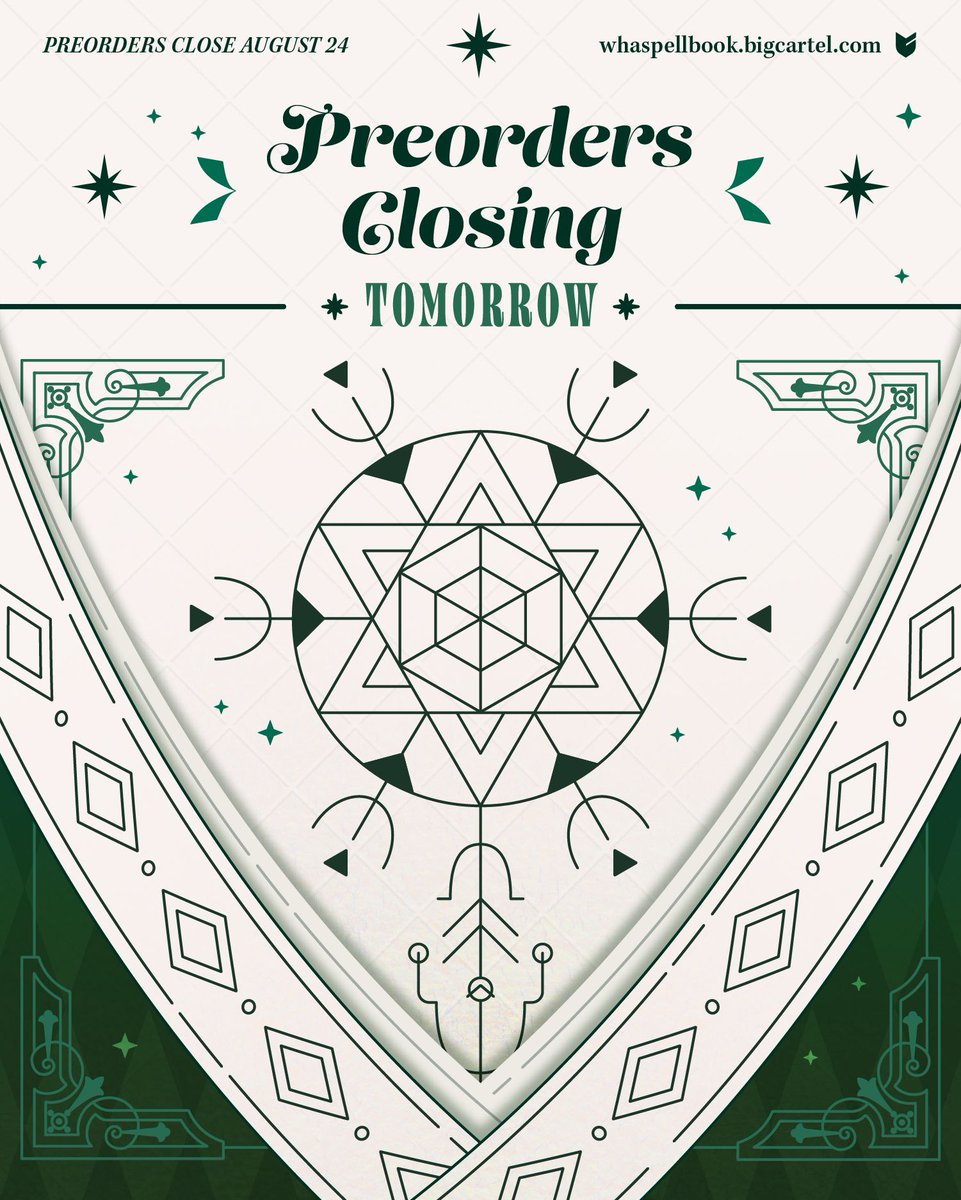 whaspellbook's tweet photo. ✶ POs CLOSE TOMORROW ✶

Time is running out, but unlike certain forbidden spells, our spellbook’s preorder period cannot be rewound! Get your own bundle now to avoid any regrets!

🛒 https://t.co/I1QYJ1IUW6
#WHA #Δ帽子 #WitchHatAtelier https://t.co/c7ZifJR2CR
