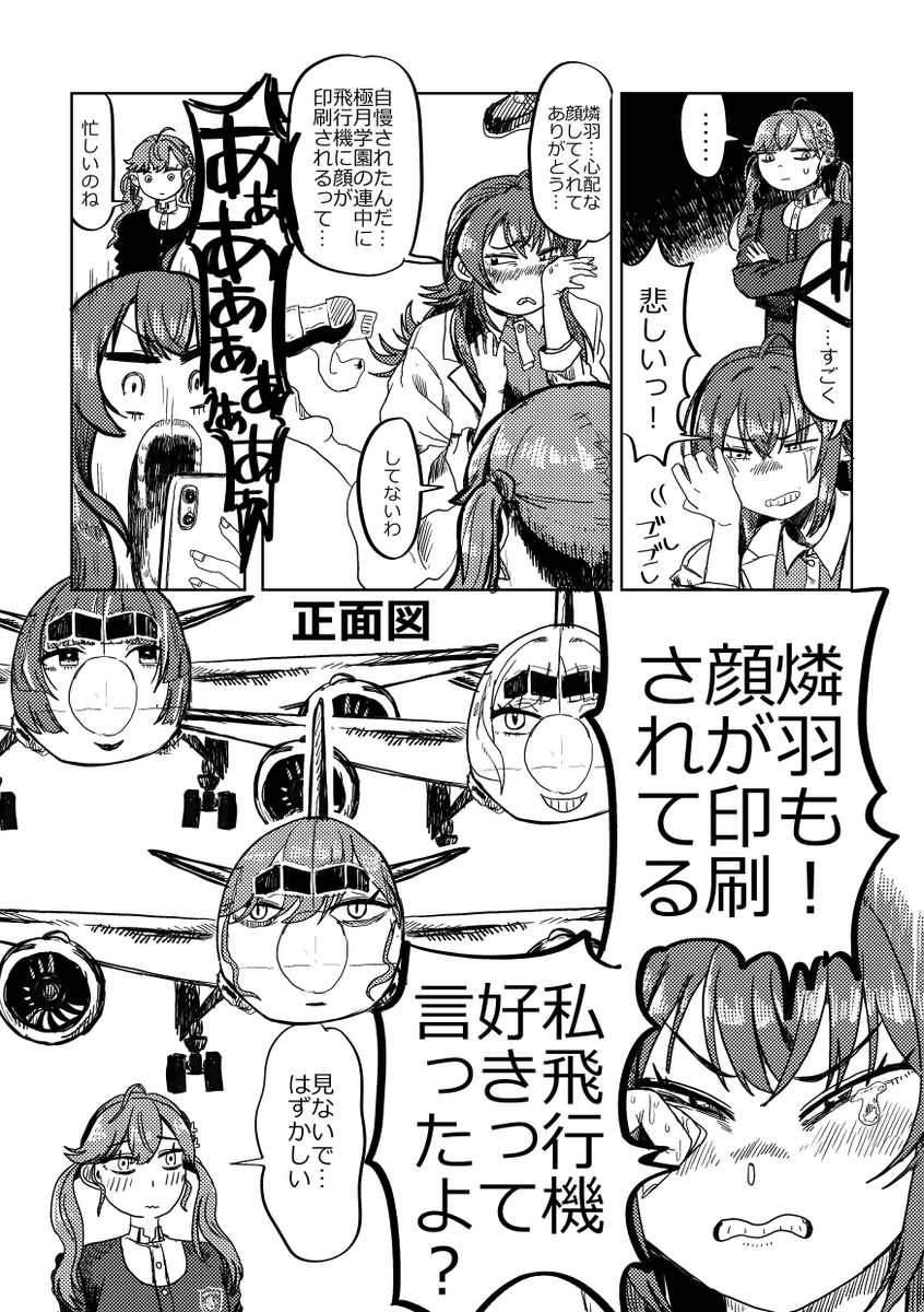 mozaikutomono's tweet photo. 極月学園の連中から飛行機に自分の顔が印刷された事を自慢され、悲しんでしまった月村手毬さん https://t.co/TXszizl3rV
