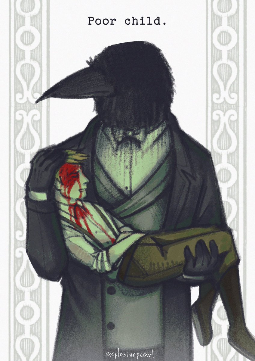explosivepearl's tweet photo. i sketched this out because i thought about what their dynamic would be like. what if Mr. Crow was the one who gave Albert first aid after the incident?

#rustylake https://t.co/oxtZotG4np