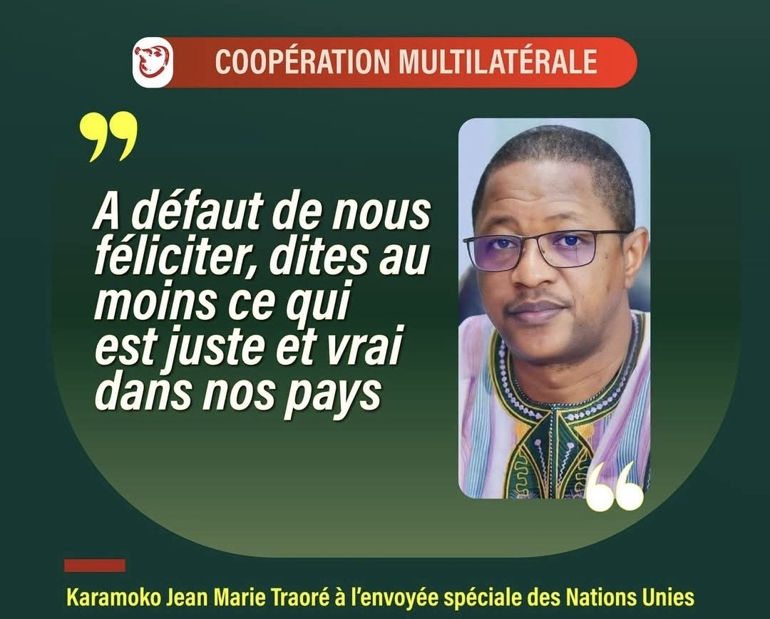 emmanutapsoba's tweet photo. "A défaut de nous féliciter, dites au moins ce qui est juste et vrai dans nos pays" @JeanMarieTraore à l’envoyée spéciale des Nations Unies du SG des Nations Unies, Sahle-Work ZEWDE en visite de travail dans le cadre d’une mission d’évaluation des actions du Bureau  Sahel UNOWAS https://t.co/mTSZZqCNyy