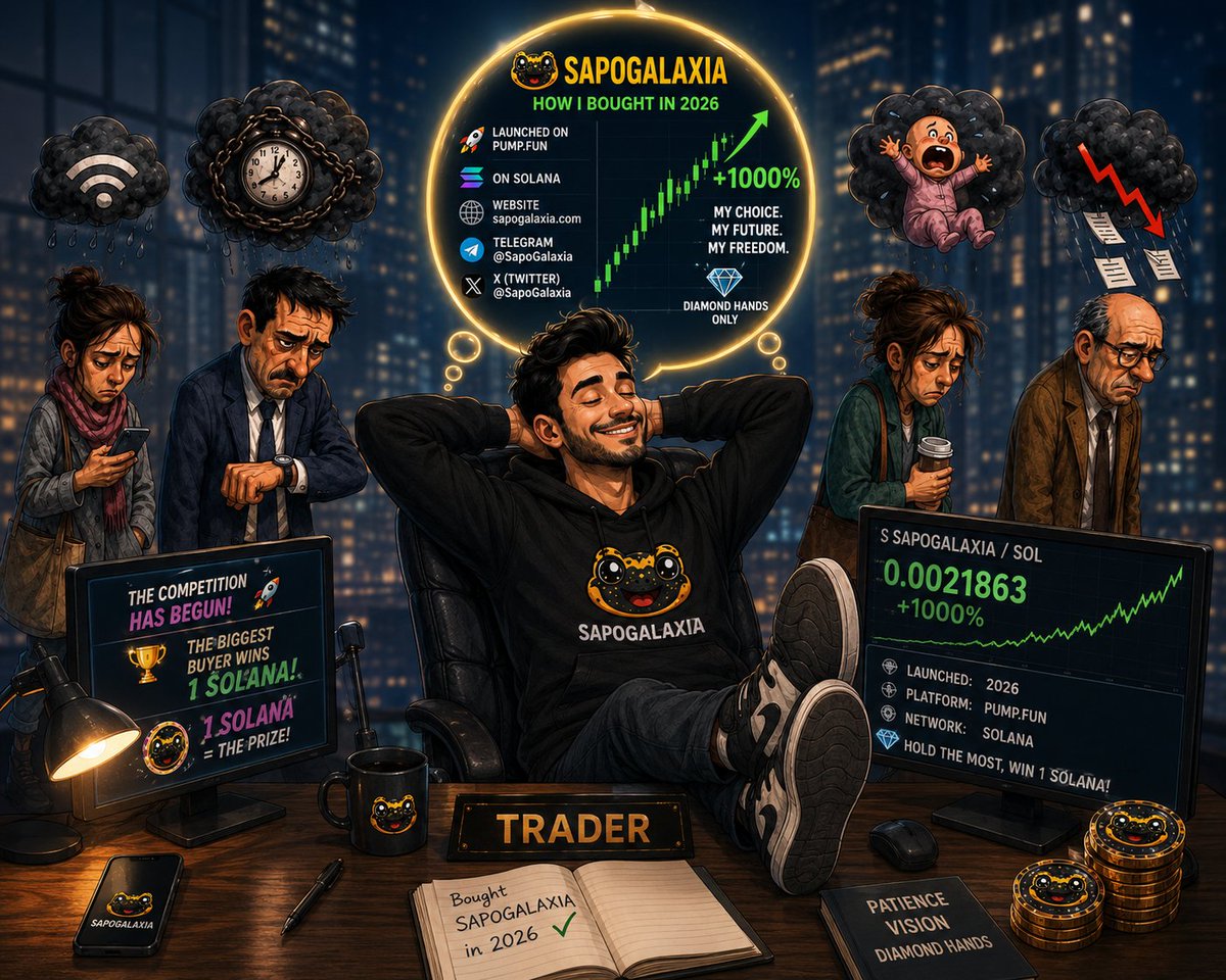SapoGalaxia's tweet photo. 🐸🌌 While everyone else is panicking about the market… the trader who bought SapoGalaxia in 2026 is just sitting back and relaxing. 😎📈

🚀 https://t.co/w6nF82vSEn
🟣 Solana
💎 Diamond Hands
🏆 The competition has begun!

The question is: Will you watch from the sidelines or join the galaxy? 👀🐸

#SapoGalaxia #GALAXIA #Solana #Memecoin #Crypto