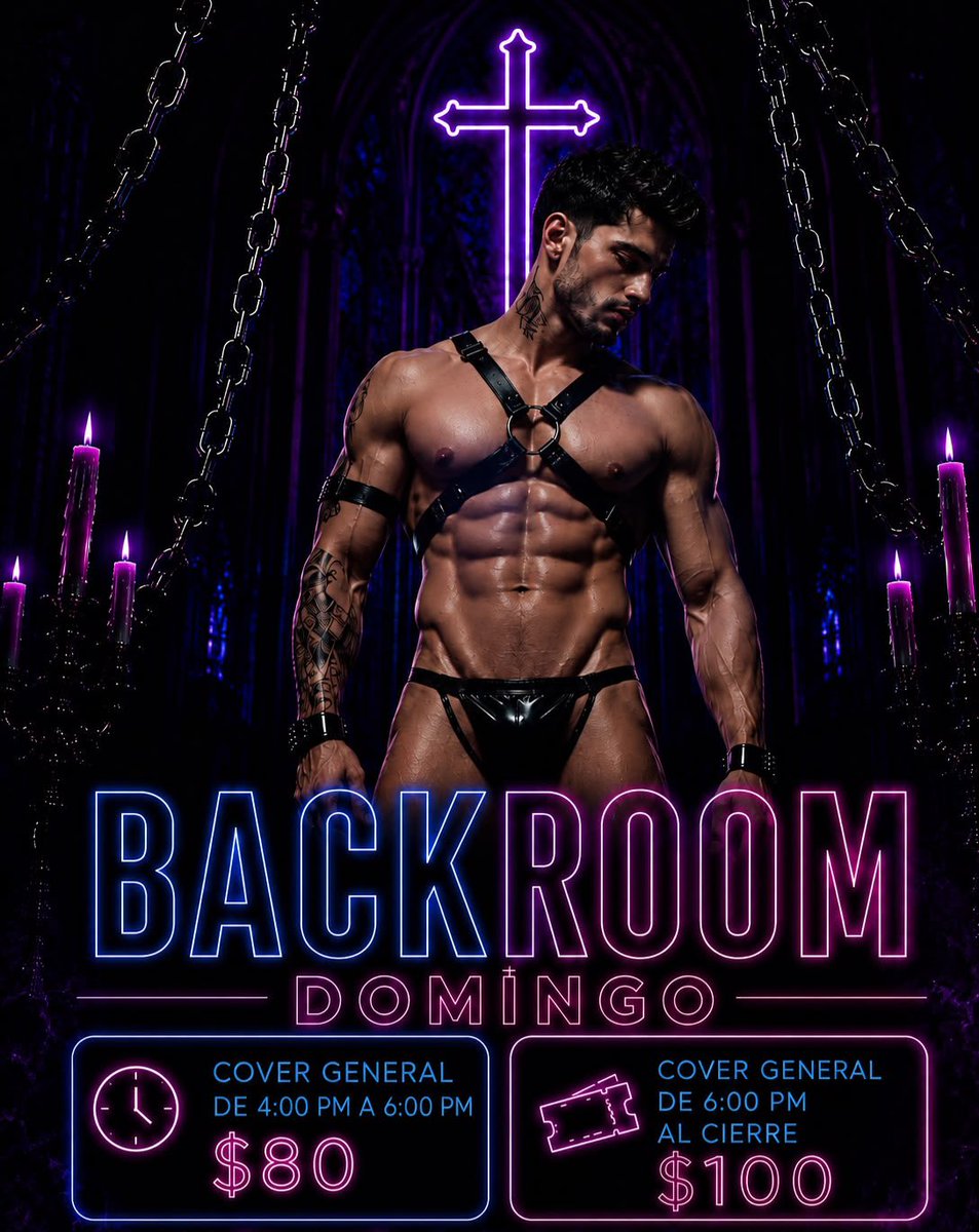 BACKROOMOFI's tweet photo. 🔥DOMINGO 23 DE AGOSTO 🔥

⏰ Horario: 
4:00p.m. a 12:00 am.

Cover general $100

🎟️ Acceso gratis comprando _poppers_: *$350*

🔞 Sólo Mayores de Edad.

📍 Patriotismo esquina Circuito Interior, justo enfrente de Lumen.

Al llegar toca el interfón en la puerta con la BR. https://t.co/jgQ5te1TsH