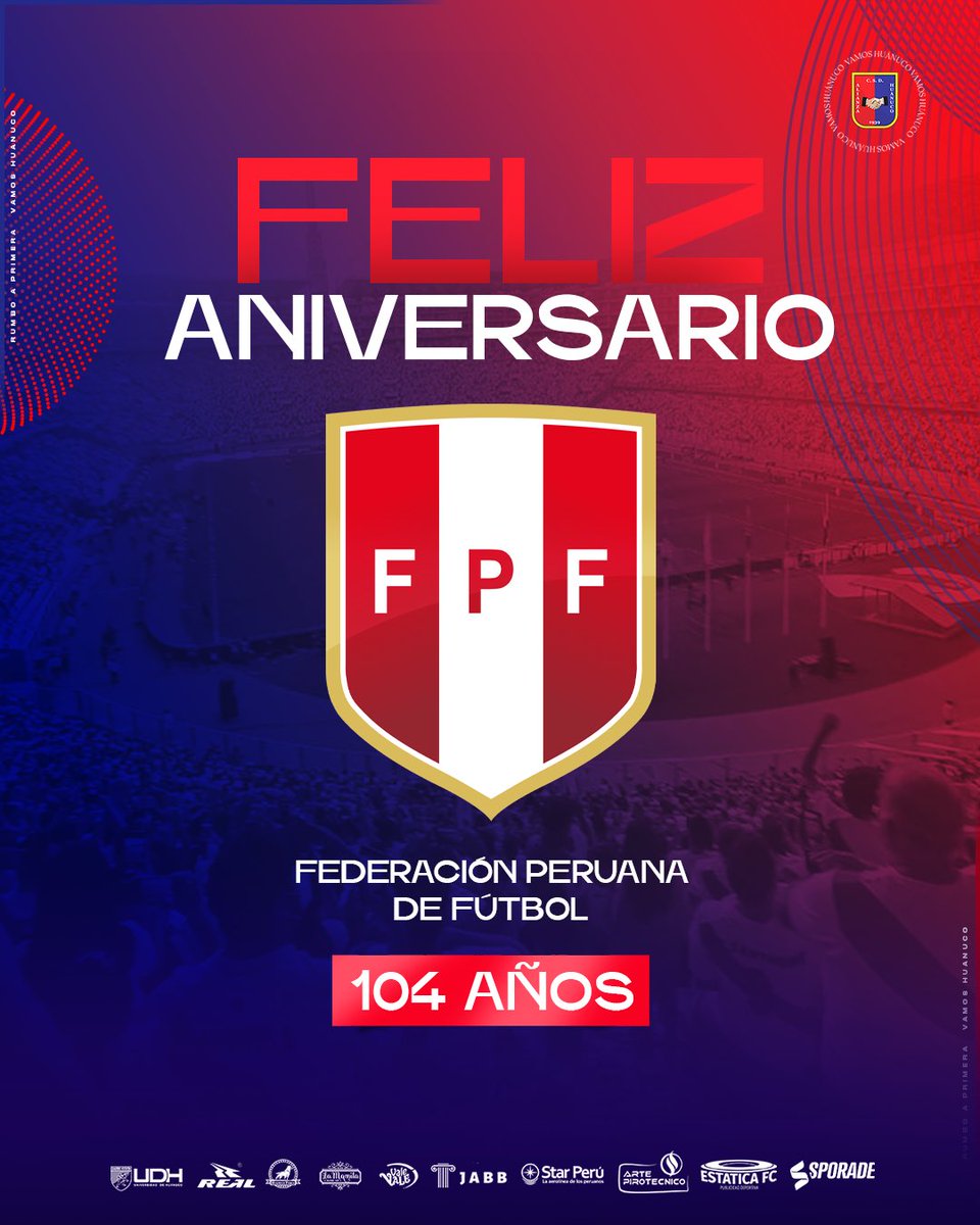 AlianzaUDH's tweet photo. ¡Feliz aniversario @TuFPF! 🎊

104 años de vida institucional. 🥳

#VamosAlianzaUDH 🔴🔵 https://t.co/KY4i1J0Uiu