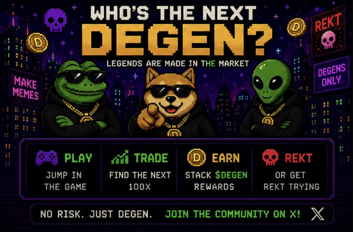 DegenMarketGame's tweet photo. The $DEGEN airdrop is coming soon🔥

Don’t miss your chance 

> follow us and stay tuned for the announcement <

More details soon 🫡 https://t.co/FEubK90WkU