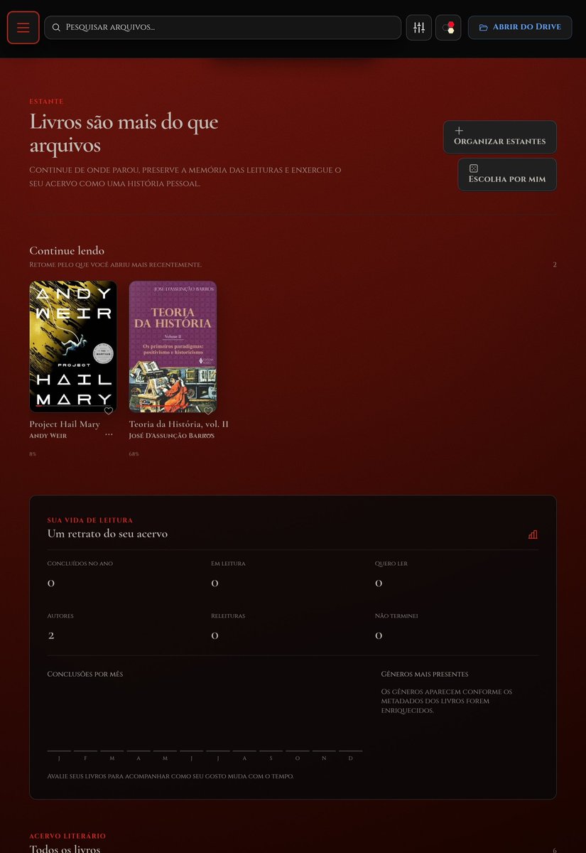 silva2vk's tweet photo. Interface em teste que deve chegar essa semana. Disseram que estava muito "aqui seus arquivos". Algo seco. Falta ajustar muitas coisas, mas espero que agrade o pessoal da literatura por lazer.
O design do fundo e da interface estão em aberto. É apenas um protótipo que vai evoluir https://t.co/lDAEf6R19Q