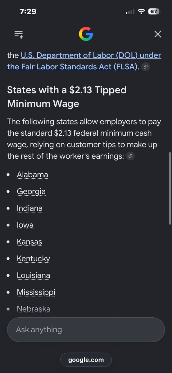 ALgoseas11's tweet photo. @truthality_kmo @oelma__ You’ve clearly never been a server. I made $2.38/hr https://t.co/1PvVAIzd6j