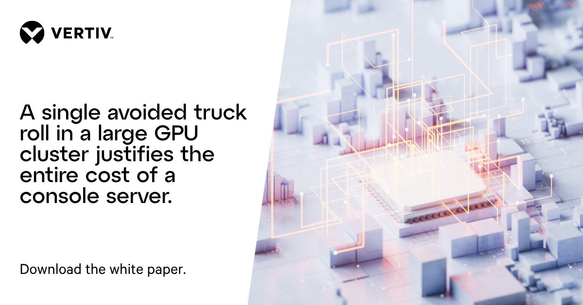 Vertiv's tweet photo. What it prevents: Extended outages worth multiples of that figure. Find the use and business cases for the serial console here: https://t.co/mAO69Ifk0c
#SerialConsoles #AIInfrastructure #AIFactories #AIGPU https://t.co/mBOBb3qviO