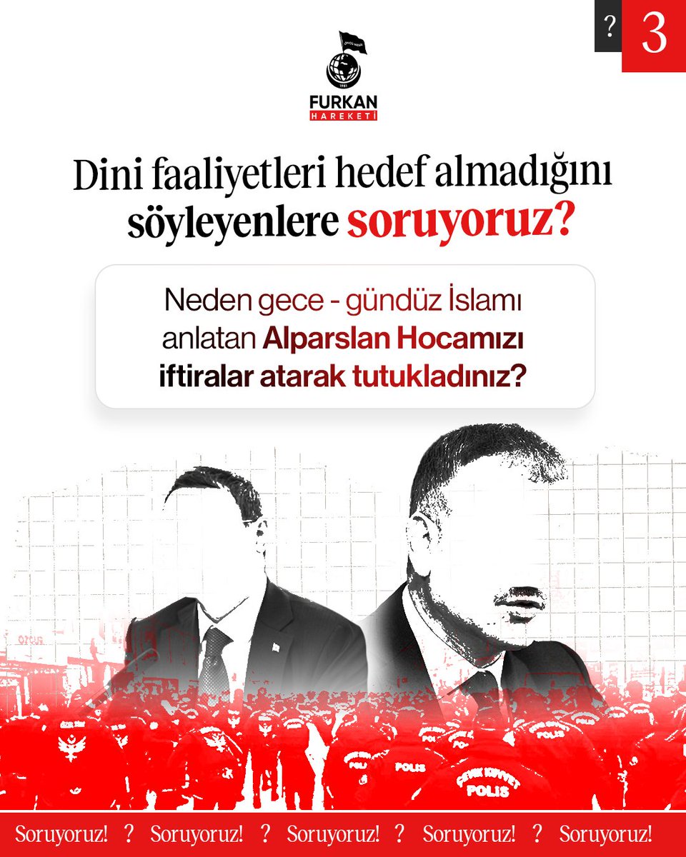 fhengellenemez's tweet photo. Dini faaliyetleri hedef almadığını söyleyenlere soruyoruz? 

Neden gece gündüz İslam'ı anlatan Alparslan Hocamızı iftiralar atarak tutukladınız? 

AlparslanHocaya Özgürlük
SarayTalimatıyla Tutuklandı
SemraKuytula Özgürlük 
Kardeşlerimizi SerbertBırakın
#FurkanHareketiTertemizdir https://t.co/RQY7lro1wT