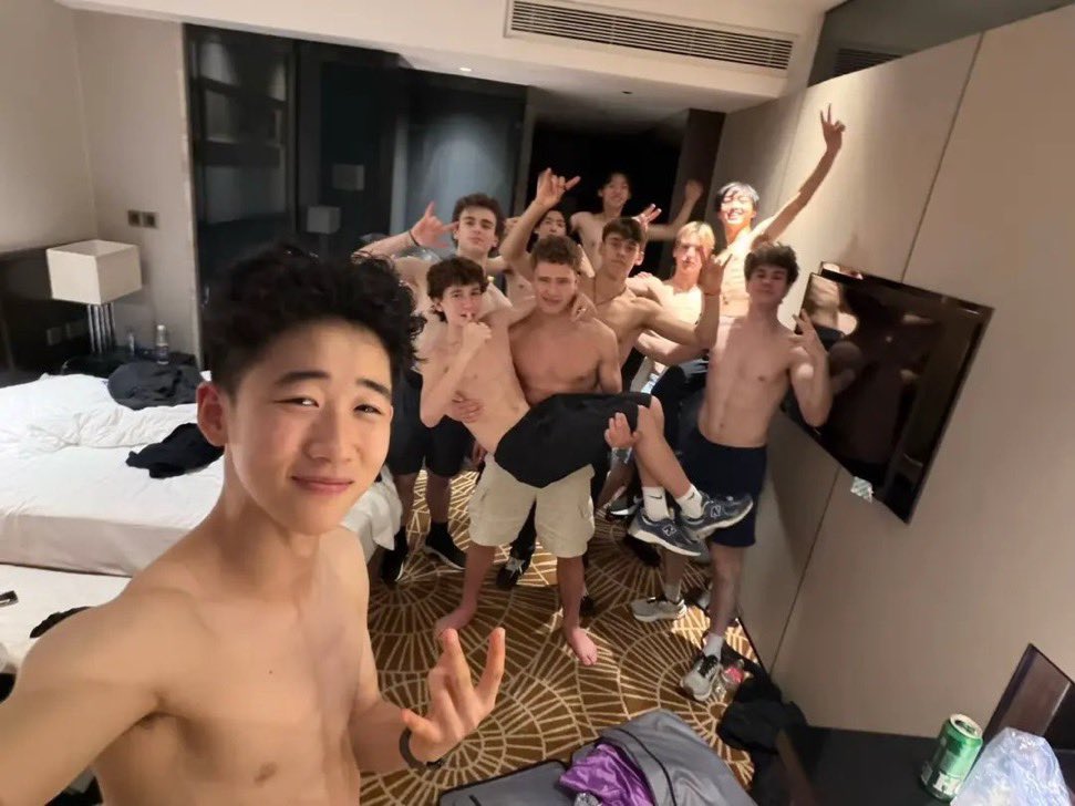 casuallyquad's tweet photo. why are all the junior men shirtless together https://t.co/XCixA7upR2