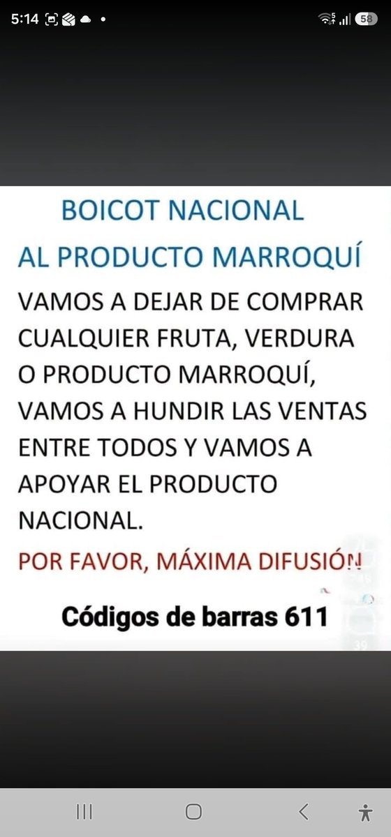 franjuero's tweet photo. No compres nada que su código de barras empiece por 6 11 es marroquí, boicot a todos los productos del invasor. https://t.co/C5Di1hSAD2