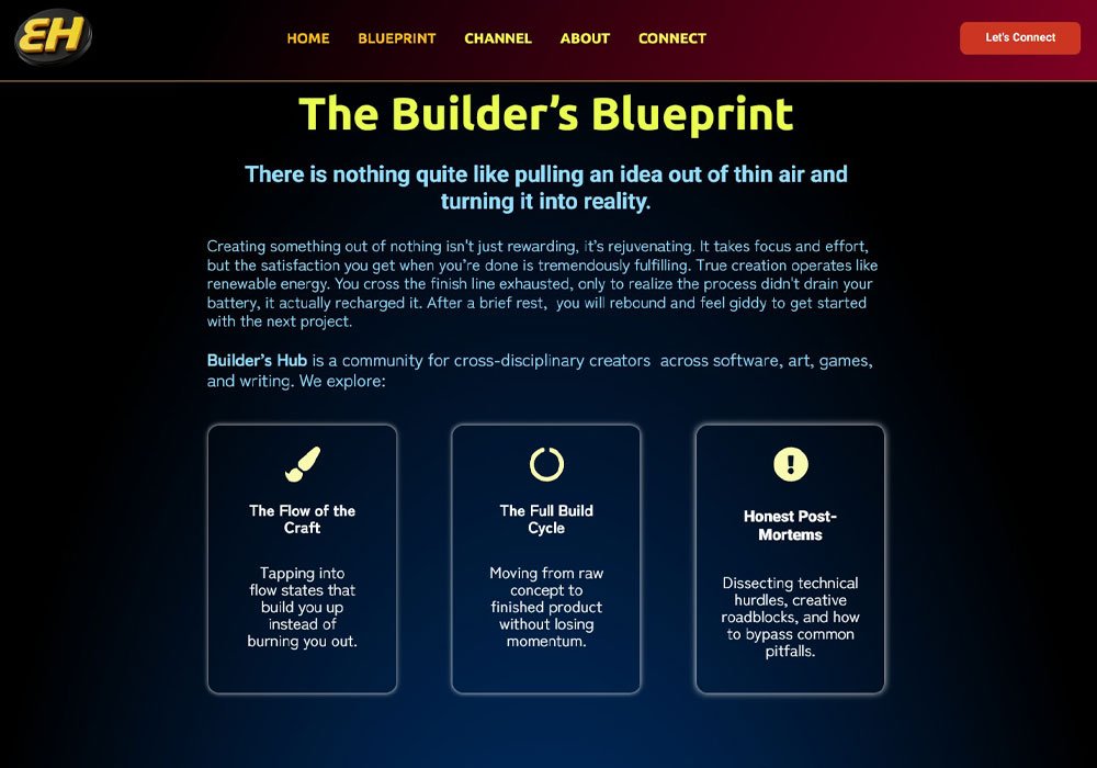 Buildershub01's tweet photo. The Builder's Hub website is online now. Learn more about the Builder's Blueprint and what I have  planned for the upcoming channel.

Check out the website: https://t.co/cHGPAgPVpr

🛠🛠🛠

#app #games #developer #anime #indiedev https://t.co/nR6J8GxtVP