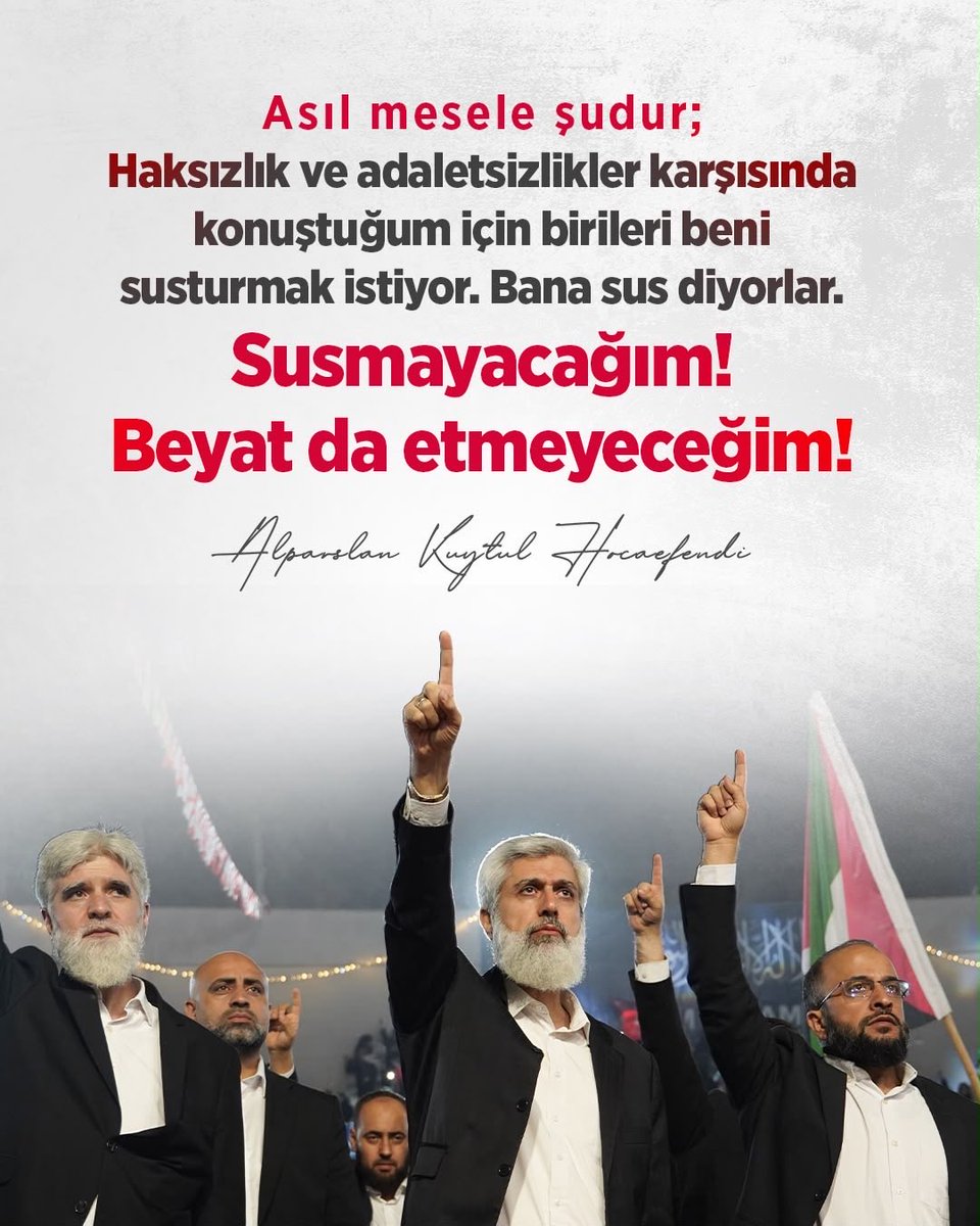 yunnuscann's tweet photo. Asıl mesele şudur;
Haksızlık ve adaletsizlikler karşısında konuştuğum için birileri veni susturmak istiyor. Bana sus diyorlar.

Susmayacağım!
Beyat da etmeyeceğim!

AlparslanHocaya Özgürlük
SarayTalimatıyla Tutuklandı
SemraKuytula Özgürlük 
Kardeşlerimizi SerbertBırakın
#FurkanHareketiTertemizdir