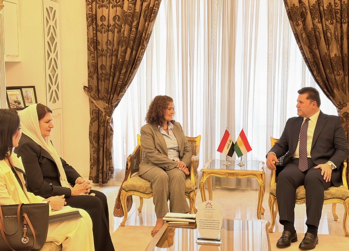 KRG_Coordinator's tweet photo. Pleased to receive Dr. Jamila Al-Raibi, WHO Representative in Iraq, and her delegation. We discussed strengthening KRG–WHO cooperation, health and humanitarian priorities, and a comprehensive approach to combating drug use through prevention, treatment and rehabilitation. https://t.co/VBEi915Chj