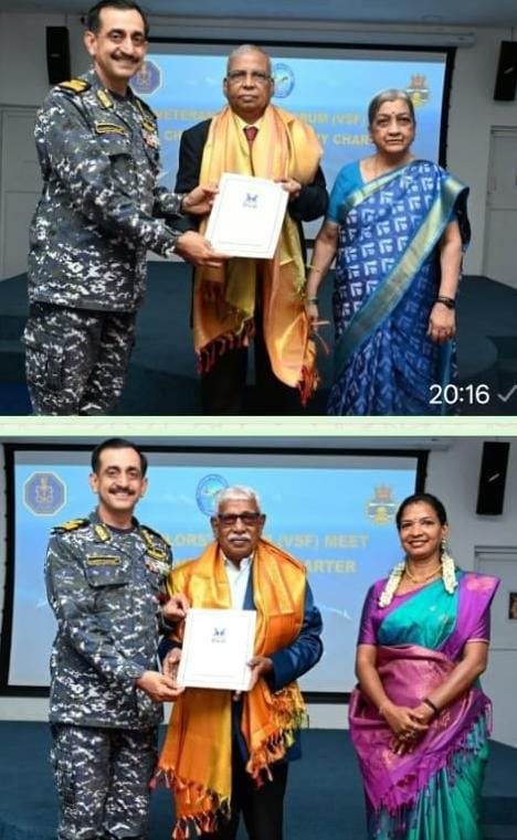 NAVYESM's tweet photo. Cmde Sumeet Kapoor, NM, Commodore (Naval Veterans) at NHQ visited Chennai for interaction with Veterans from 21-23 Aug 26. He briefed the veterans on various initiatives by Indian Navy and felicitated the octogenarians. https://t.co/RbfFthcgaR