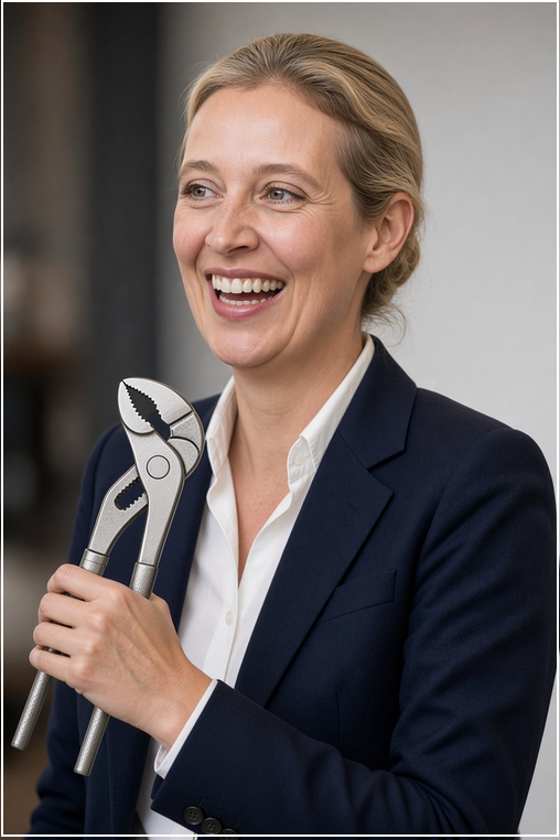 nieangepasst's tweet photo. Wen meint Alice Weidel absolut treffend mit dieser Flachzange?  

A:  Baron Münchhausen 

B:  Den sensiblen Lars 

C: Alle Kartellpolitiker aus der ReGIERung  

#Flachzange #AFDrockt #Bundeskanzlerin

------------------------------------------------------
Bild mit KI erstellt. https://t.co/37nDqyyqq0