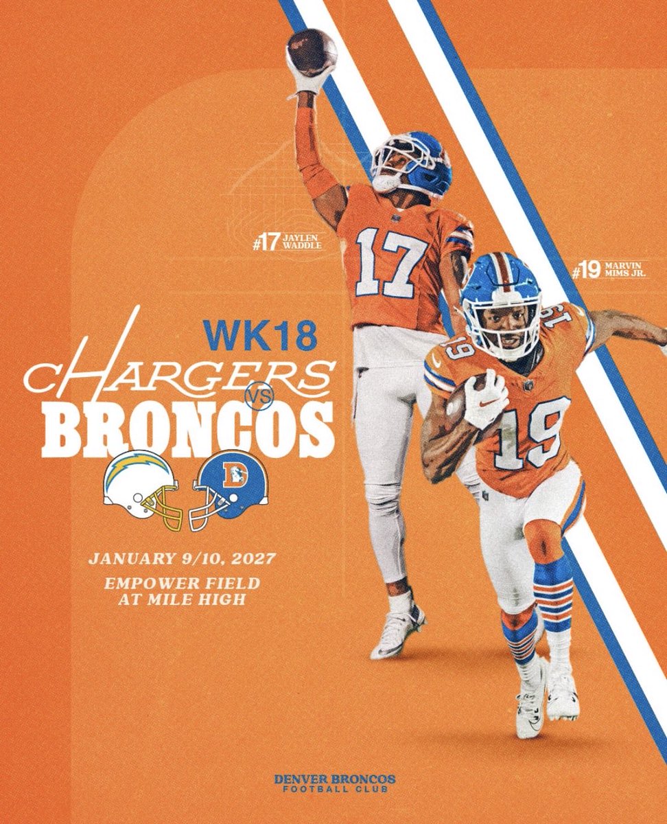 UNISWAG's tweet photo. The @Broncos will wear their throwback threads for Week 18 vs the Chargers as well.

#uniswag https://t.co/jKDmI5aT3E