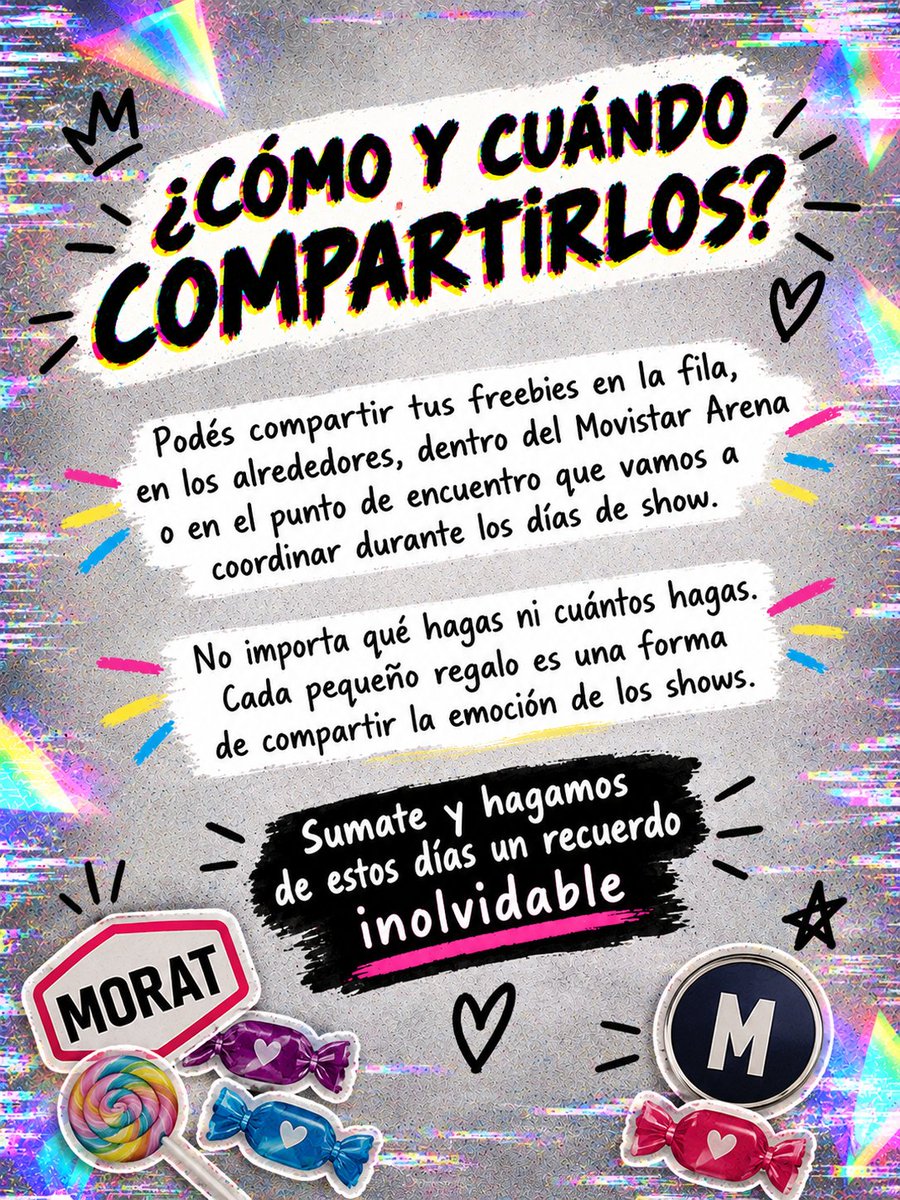 MoratArgentina's tweet photo. Queremos que el fandom sea parte de algo especial.

Te contamos qué son los freebies, qué podés hacer y cómo compartirlos.

 Creá, regalá, intercambiá y compartí un pedacito de vos con otros fans. ✨ 

¿Te sumás a llenar estos shows de recuerdos? https://t.co/k5OlrvGKBM