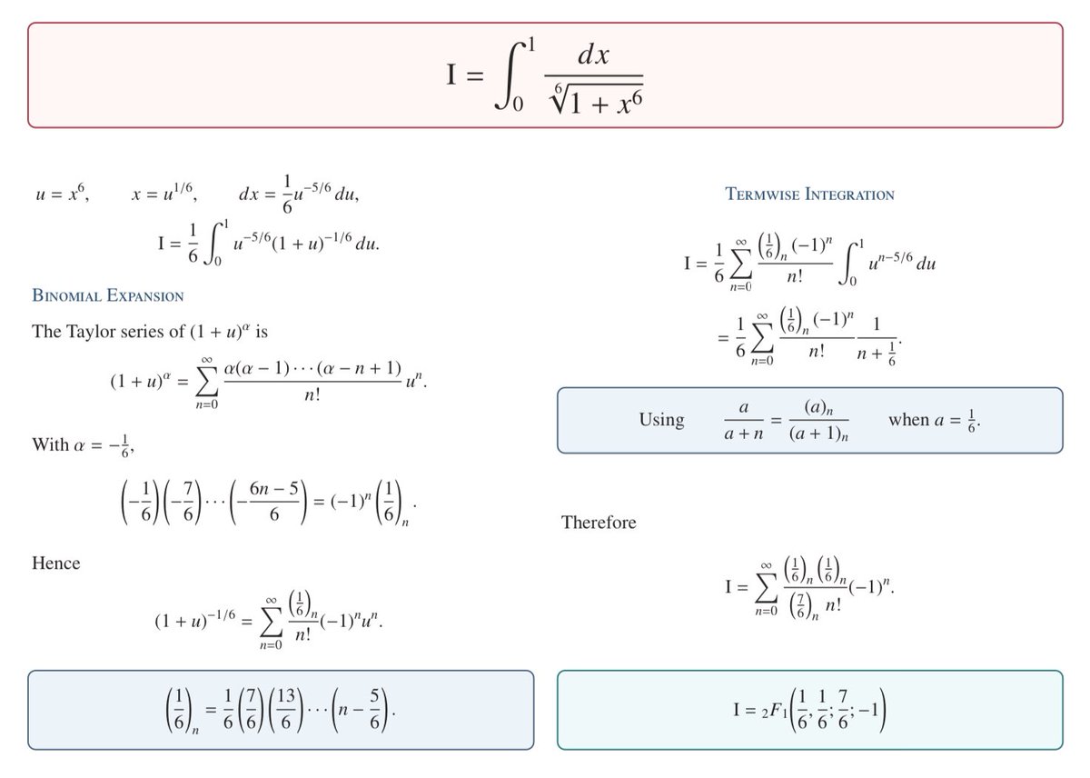 chris_juravich's tweet photo. #Hypergeometric #Pochhamer Using Pochhammer symbols to obtain a hypergeometric evaluation of the integral.
https://t.co/EqOq6mKYZQ https://t.co/pC6ariudeG