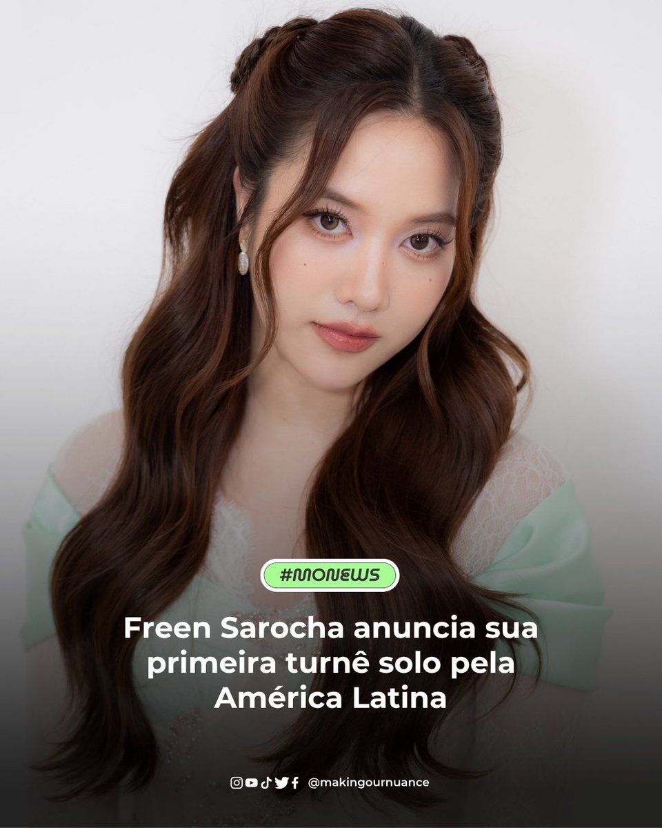 makingournuance's tweet photo. Freen Sarocha, uma das principais atrizes GL da Tailândia, confirmou nova vinda ao Brasil — dessa vez em turnê solo. A Freen Sarocha Latin America Tour: Velvet Dream passa por São Paulo no dia 7 de novembro, além de México (3/11), Lima (5/11) e Santiago (8/11).

#MONews https://t.co/VrhOWCILEV