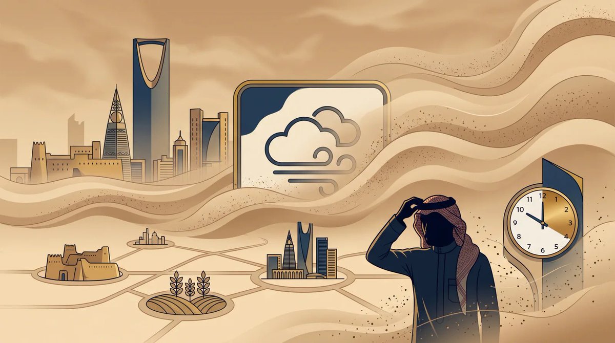 sabqorg's tweet photo. "الأرصاد" يحذّر من عوالق ترابية تضرب الرياض ومحافظات عدة الأربعاء.

🔹 تشمل العاصمة ومحافظات الدرعية والحريق والخرج والدلم والمزاحمية وحوطة بني تميم ورماح.

 https://t.co/f9lmcJwXCh https://t.co/8aaOy8vzWh