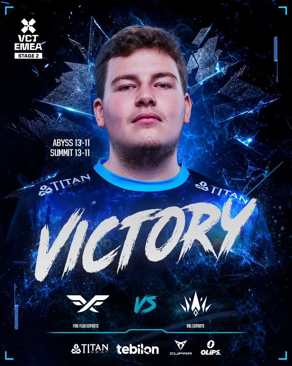firefluxesports's tweet photo. BBL Esports'u 2-0'lık skorla mağlup ediyoruz! 🔥

ℹ️ #VCTEMEA : EMEA Stage 2 (Play-Off)

🗺️ Abyss (13-11 ✅)
🗺️ Summit (13-11 ✅) https://t.co/WfKFdguric