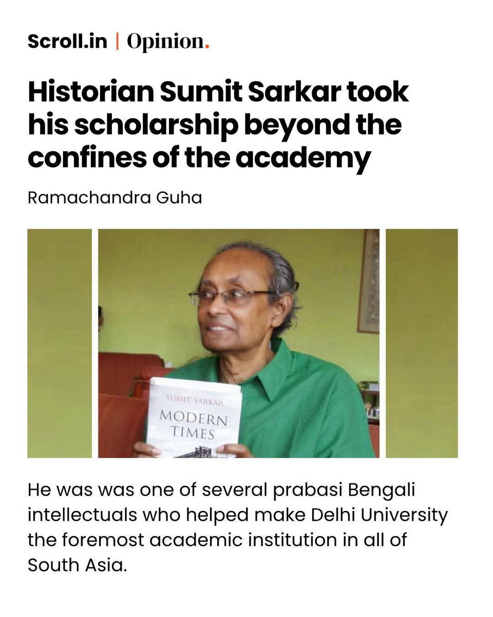 aftabistan's tweet photo. #SumitSarkar refused to succumb to the seductions of “pomo-poco” thought, for he saw – more clearly than his fellow members of the Subaltern Studies school – how it underplayed the economy, social conflict, and lower-caste deprivation. https://t.co/rKCnG6NxI0
Ramachandra Guha https://t.co/RU2IMAVENT