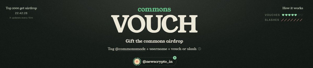 newscrypto_in's tweet photo. 5 vouches &amp; 7 slashes left 👀

Who needs a vouch?
Drop your @ below 👇
Will pick randomly. 🫡
#commons #VibeFi https://t.co/W5hNYAx6pL