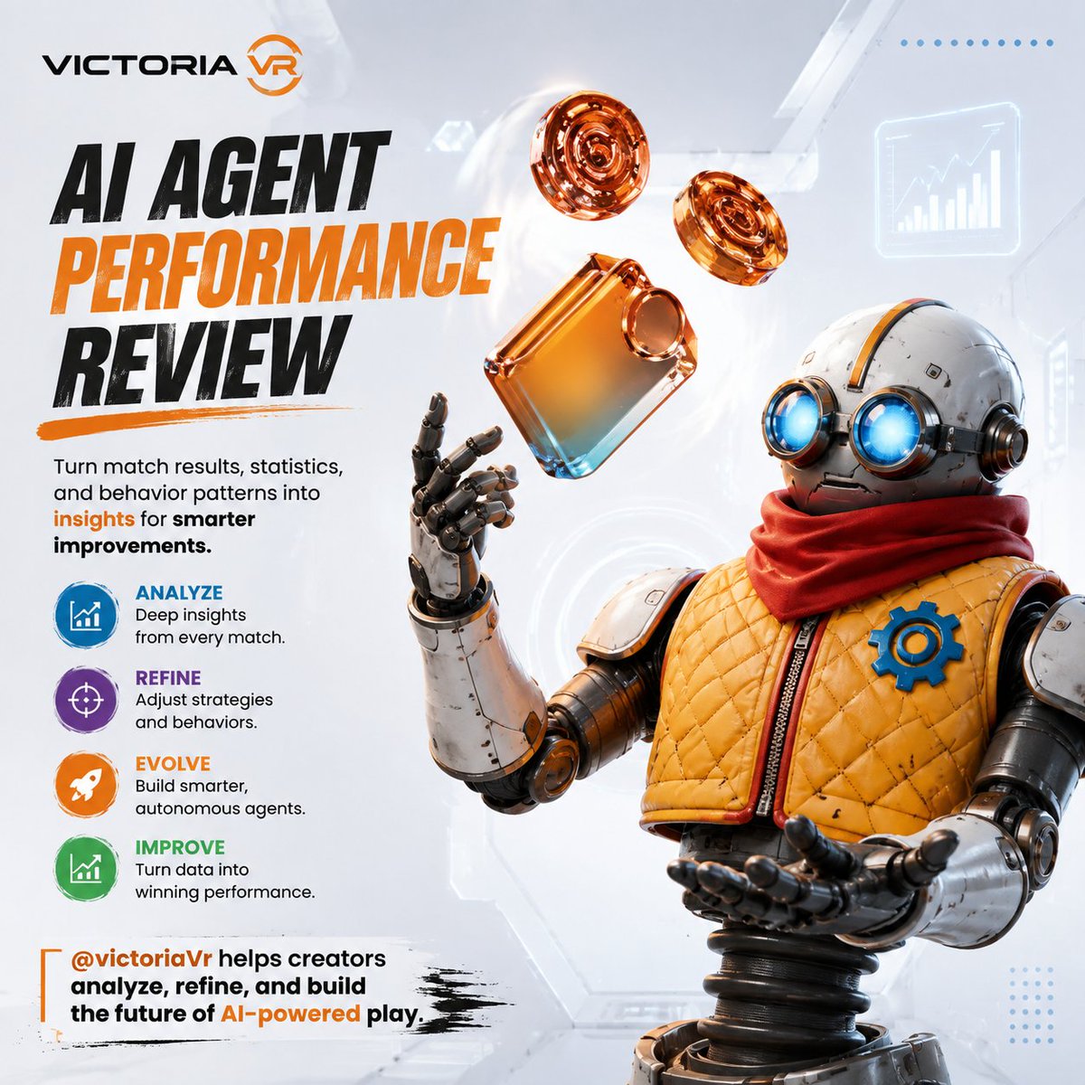 oyind5533's tweet photo. AI Agent Performance Review turns match results, statistics, and behavior patterns into insights for smarter improvements. @victoriaVr helps creators analyze AI Gaming Agents, refine strategies, and build autonomous experiences as AI Hub advances future of smart play!!! https://t.co/hW59f7N2eQ