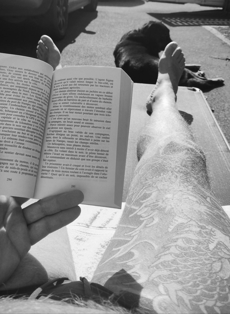 StefCalvados's tweet photo. Un #dimanchedouceur si bon, le soleil, un livre et mon double canin https://t.co/GhFdGCIrt5