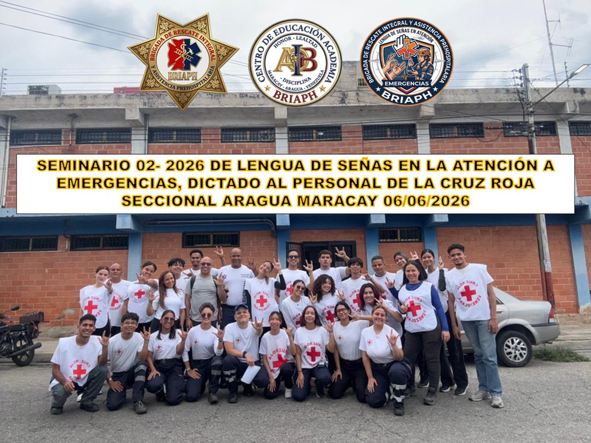 BRIAPH's tweet photo. Seminario 01-2026 de Primer Respondedor y Seminario 02-2026 de lengua de señas en la atención a emergencias a pacientes sordos, dictado al personal de la Cruz Roja seccional Aragua. https://t.co/XdvbNiF0an