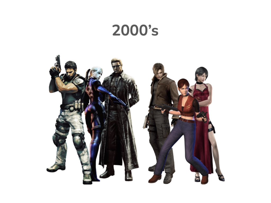 immalkwalahi's tweet photo. Resident Evil Characters through each decade. Which era was your favorite? https://t.co/Aqb5WlkIUL