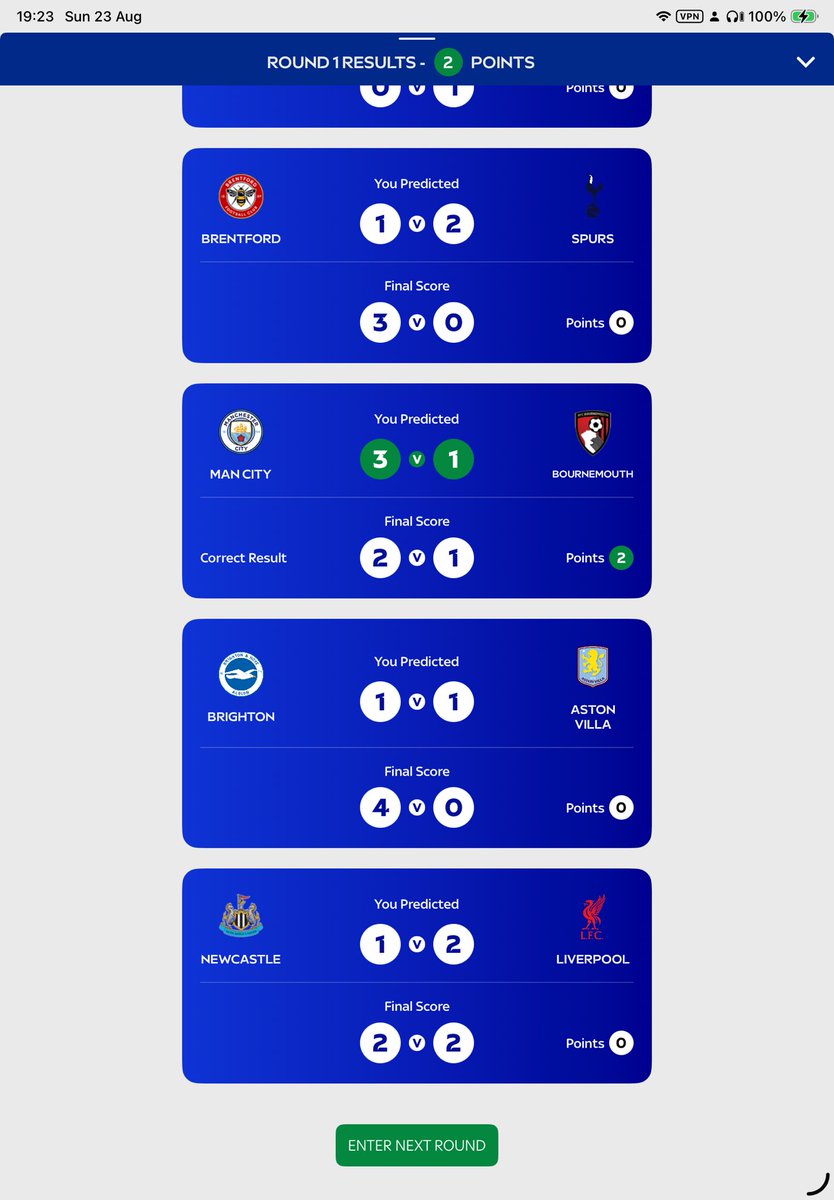 NigelPlumb's tweet photo. I scored 2 points in Round 1. Think you can beat me? Head to https://t.co/i2gv6Zc4UN https://t.co/oPS5DvC4xB