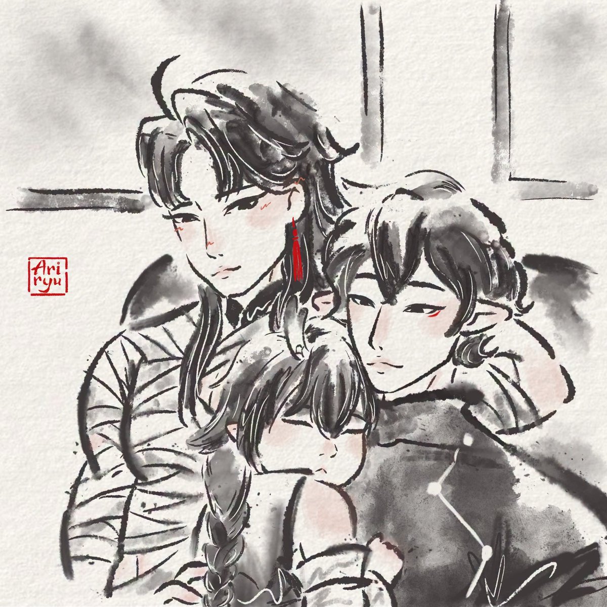 Ariryu_owo's tweet photo. Day 1 prompt: family
Renheng and the child they adopted to piss of the vidyathara preceptors
#RenhengWeek https://t.co/Hk48CB3kh4