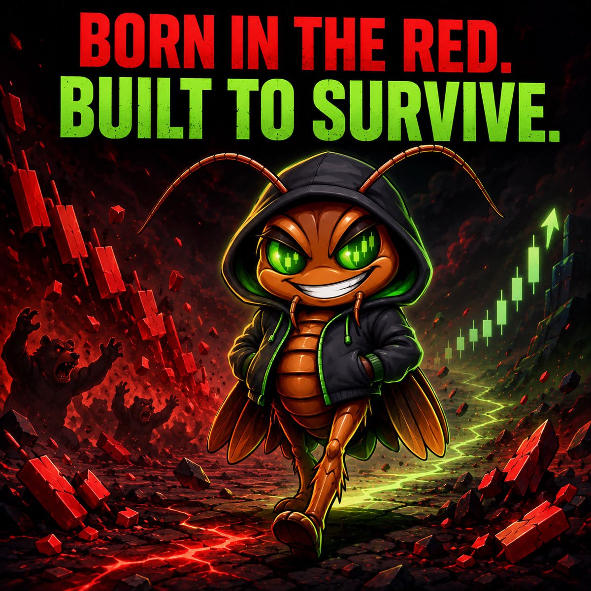 Chartroach's tweet photo. Red days don’t destroy strong communities.
They reveal them.
Born in the red. Built to survive.
We’re still here. And we’re just getting started. 🪳🔥 https://t.co/Ovf3ajjAky