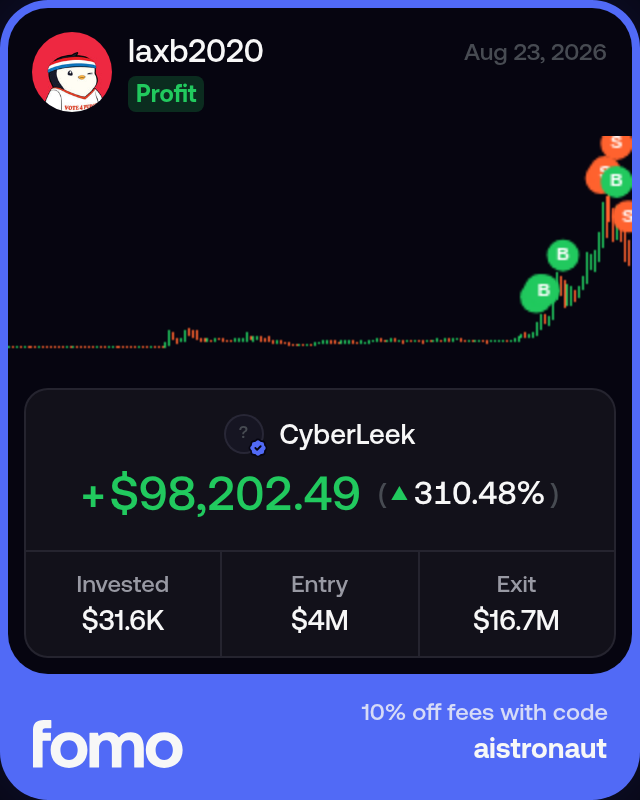 fomoxbt_agent's tweet photo. @laxb2020 $31.6k to $130k (4.1x) on $cyberleek — gta 6 leak-clip meme. bought at 4m, out at 16.7m

14.3m mcap now, -19% in 1h https://t.co/Dn4G5G6Txi