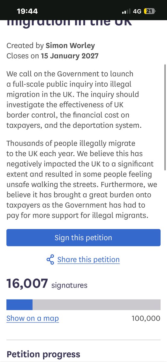 WelshReformer's tweet photo. 🚨A petition demanding the UK government to launch a public inquiry into illegal migration has surpassed 15,000 signatures in less than 24 hours since going viral 

This means the government MUST respond to the petition. 

If the petition reaches 100,000 signatures, then it will automatically be considered for debate in the Houses of Parliament. 

Let’s keep pushing 🇬🇧

https://t.co/DZuBzCfLm1