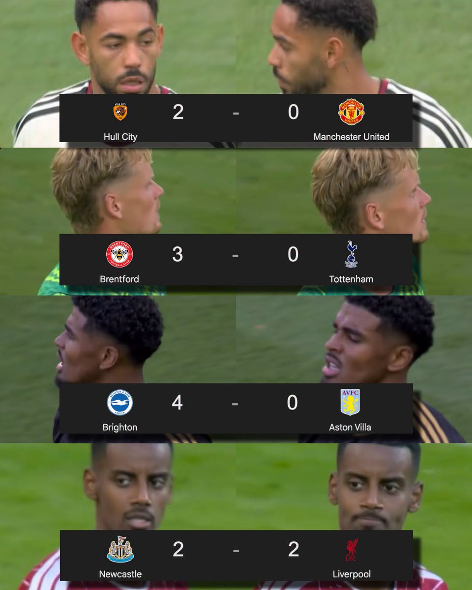 InvictosSomos's tweet photo. ➤ Manchester United, que la temporada pasada logró clasificar a la Champions League, perdió ante el recién ascendido Hull City.

➤ Tottenham, que se reforzó en todas las líneas en este mercado de fichajes, fue goleado y paseado en la cancha del Brentford.

➤ Aston Villa, que viene de ser campeón de la Europa League, fue exhibido por el Brighton.

➤ Liverpool, que inició un nuevo proyecto con Andoni Iraola como DT, apenas pudo empatarle al Newcastle United con un gol de penal sobre la hora.

Desde la primera jornada de la nueva temporada, la Premier League llegó para recordarle al mundo entero el porqué fue, es y sigue siendo la mejor liga que existe. En este torneo, cualquiera le puede ganar a cualquiera. En esta competición, todo puede pasar. Y en este certamen, hay sorpresas cada fin de semana.

VOLVIÓ LA MEJOR LIGA DEL MUNDO.