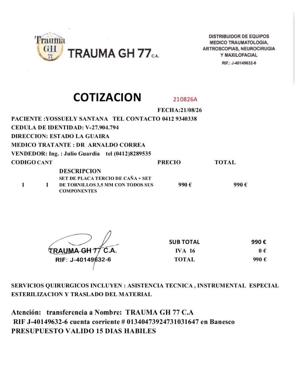 MamaLisVzla's tweet photo. Yossuely sufrió una  fractura en uno de sus pies el día del doble terremoto, le cayó una pared encima. No sé ha podido operar porque necesita los instrumentos que le van a colocar. El presupuesto es de $2300, vamos a apoyarla, todo granito de arena suma. 

Es urgente ya que mientras tanto tiene mucho dolor. En sus familia varias personas están lesionadas, y se les ha hecho cuesta arriba comprar los tratamientos. 

Estoy segura que se activarán los ángeles. 
Si alguien desea apoyar directamente con el proveedor puede escribirme al dm.

¿Dónde donar?👇🏻

Pago móvil Banco de Venezuela 
J 412719807/04142030483.

Zelle Muniraf@bellsouth.net Munira Munoz 

Binance Mamalisvzla@gmail.com 

Gofundme 
https://t.co/nNbh4ma6zp