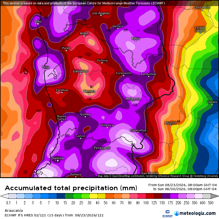 EdoWeatherman's tweet photo. Actualización. La lluvia se aproxima.

Desde este lunes comienza a ingresar sistema frontal con lluvia y viento a la zona sur, el martes alcanzará hasta parte de Maule y el miércoles toda la zona central tendrá precipitaciones de intensidad variable, concentrándose en sectores interiores. Probables tormentas eléctricas ese día. 

El segundo evento llega el jueves al sur, el viernes alcanza la zona central.

Voy a insistir en que la zona sur es donde más lloverá, especialmente en la región de Los Ríos (>200 mm) y algunos sectores de Maule, Ñuble, Biobío, Araucanía y Los Lagos (>100 mm)

Altas probabilidades de tormentas eléctricas en la zona centro-sur. No descarto nubes embudo entre Maule y Los Lagos, especialmente el miércoles y entre viernes y sábado.