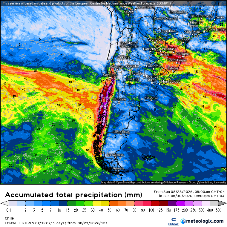 EdoWeatherman's tweet photo. Actualización. La lluvia se aproxima.

Desde este lunes comienza a ingresar sistema frontal con lluvia y viento a la zona sur, el martes alcanzará hasta parte de Maule y el miércoles toda la zona central tendrá precipitaciones de intensidad variable, concentrándose en sectores interiores. Probables tormentas eléctricas ese día. 

El segundo evento llega el jueves al sur, el viernes alcanza la zona central.

Voy a insistir en que la zona sur es donde más lloverá, especialmente en la región de Los Ríos (>200 mm) y algunos sectores de Maule, Ñuble, Biobío, Araucanía y Los Lagos (>100 mm)

Altas probabilidades de tormentas eléctricas en la zona centro-sur. No descarto nubes embudo entre Maule y Los Lagos, especialmente el miércoles y entre viernes y sábado.