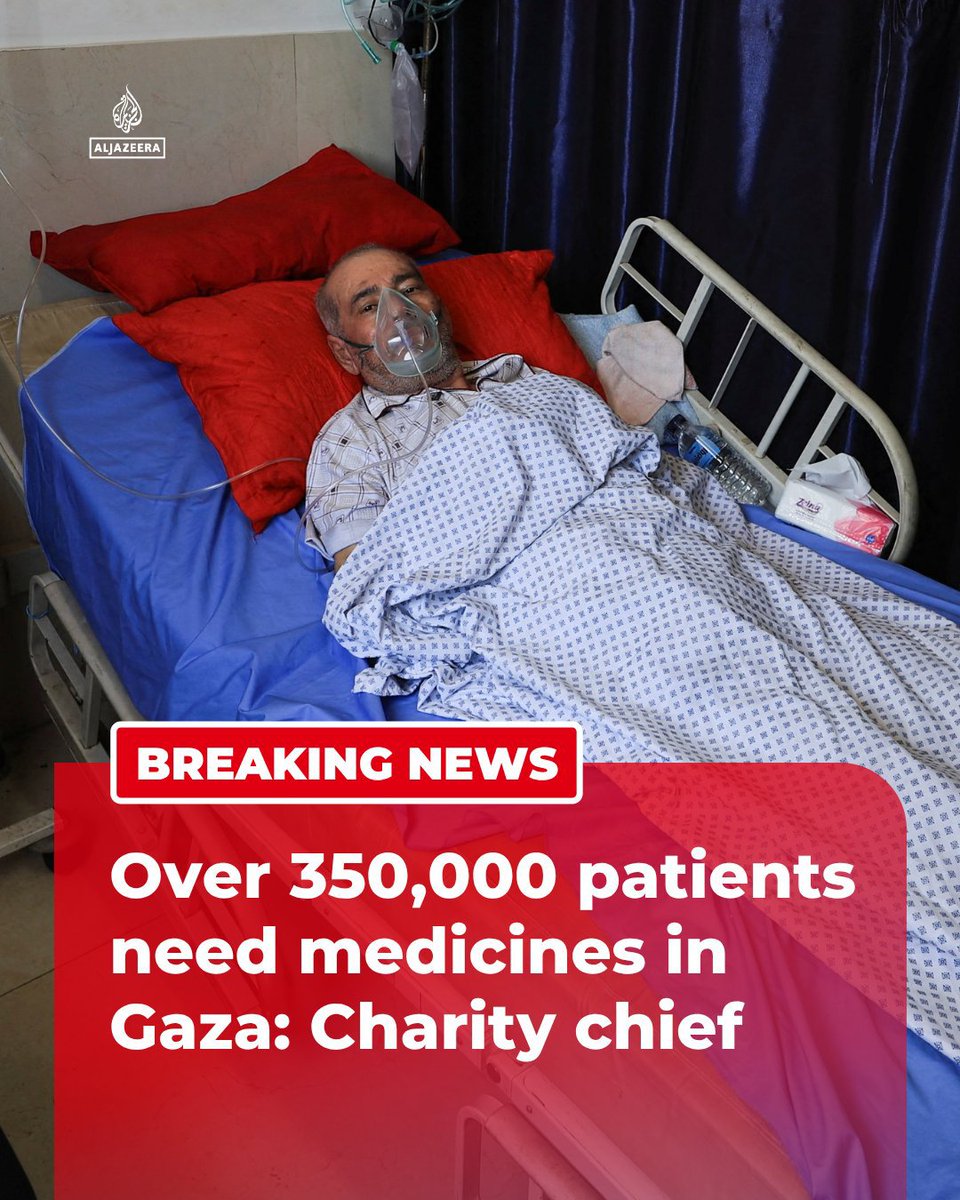 Doaapress7's tweet photo. More than 350,000 Palestinian patients need medicines in Gaza, while the quantities entering the besieged enclave are insufficient, says Mohammad Abu Afash, the director of the Palestinian Medical Relief Society. https://t.co/CWyXG4xgoM