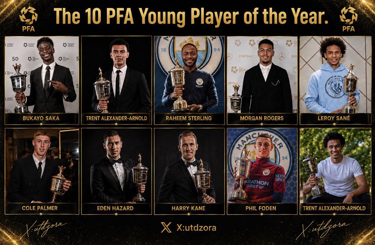 utdzora's tweet photo. The last 10 winners of the PFA Young Player of the Year award. 👀🏆

Who will take home the award this Tuesday? 🤔👇 https://t.co/sYAg8s7oK0