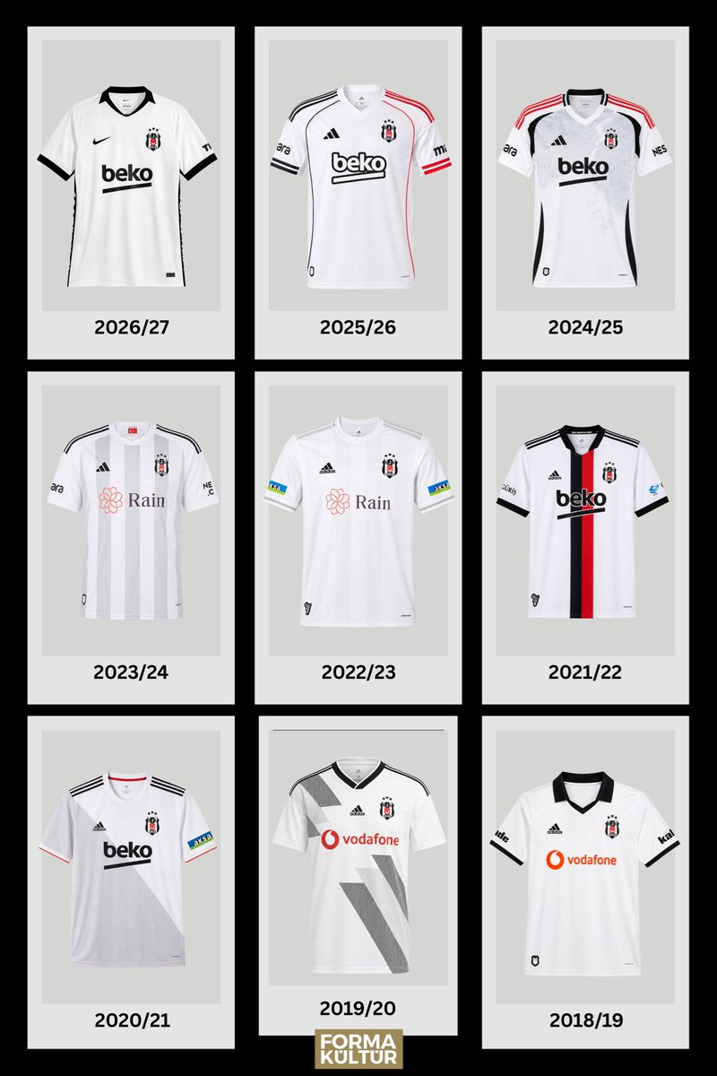 formakultur's tweet photo. 4 büyüklerin son 9 sezona ait iç saha formaları. 

🤔 Takımının en iyi ve en kötü forması hangisi?

⚫️⚪️ #Beşiktaş
🟡🔵 #Fenerbahçe
🔴🟡 #Galatasaray
🔵🔴 #Trabzonspor https://t.co/xFSCJkhN0O