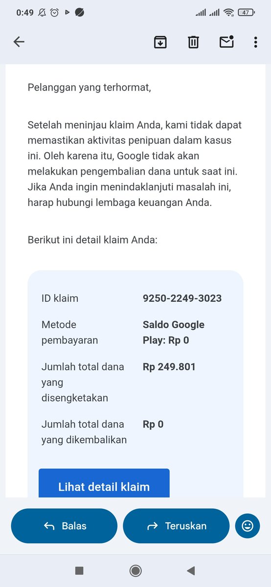 AvrianMenge's tweet photo. @danawallet @danawallet @dana.id @ojkindonesia 

Sampai hari ini uang saya Rp249.861 belum dikembalikan.
Ini FRAUD 13/08 jam 02:41. Google TOLAK ID:9250-2249-3023.
Tiket:6787505020971 sudah 2 minggu digantung.
Jika dalam 2x24 jam tidak ada solusi, saya akan LAPOR OJK &amp; BAPPEBTI.
#DANAWALLET https://t.co/hzuZB0POhH
